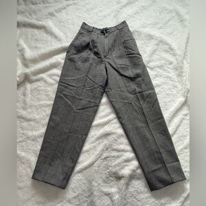 100% Pure Wool High-Waist Gray Plaid Women's Trousers